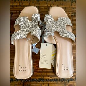 A New Day Women's Rhinestone Embellished Sandals - Cream